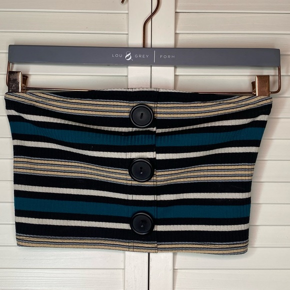 Urban Outfitters Striped Button Front Tube Top. - Picture 2 of 6